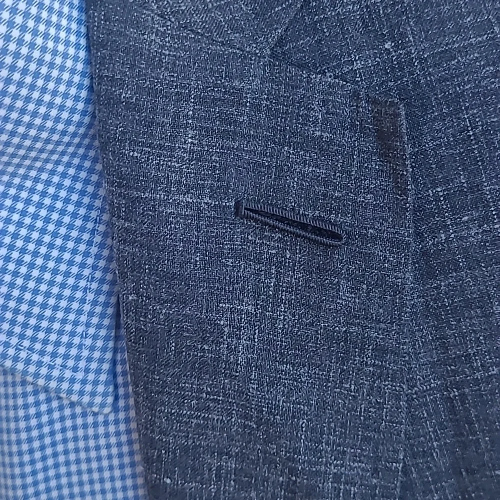 KNOT STANDARD Custom Grey‎ Weave Dormeuil Cloth Wool Sz 34 R Mens Sport Coat